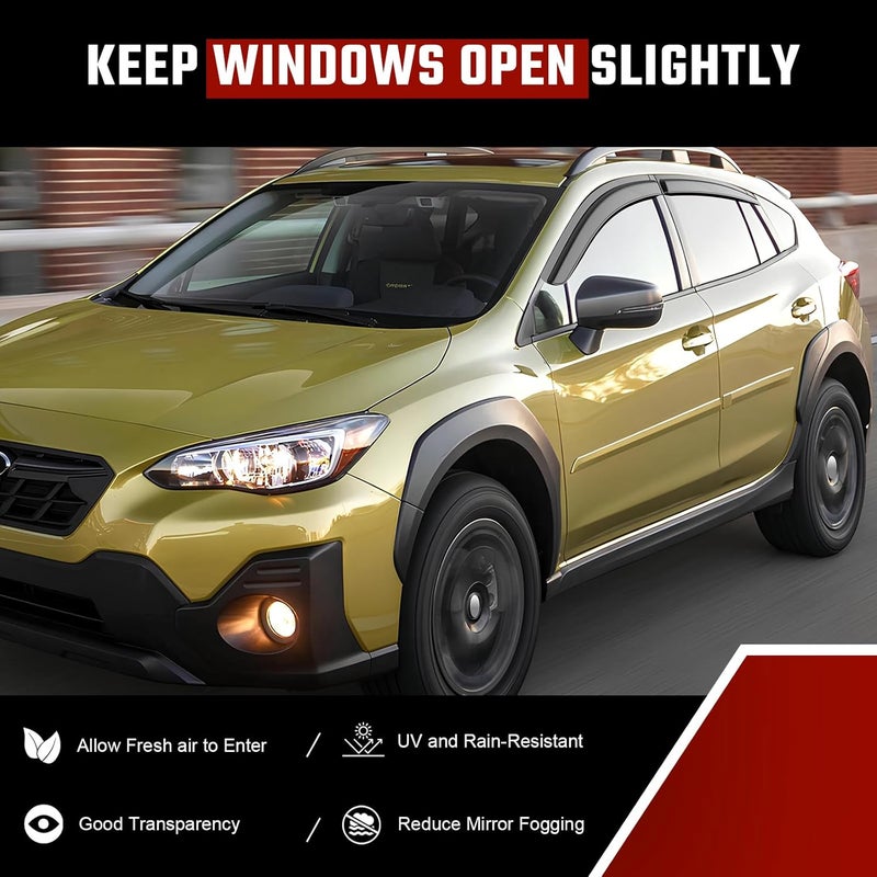 ISINLASSO Tape-On Rain Guards Compatible with Subaru Crosstrek 2018-2023 Black Extra Durable Shatterproof Side Window Deflectors, Vent Window Visors, Wind Deflectors - 4 PCS - Image 5